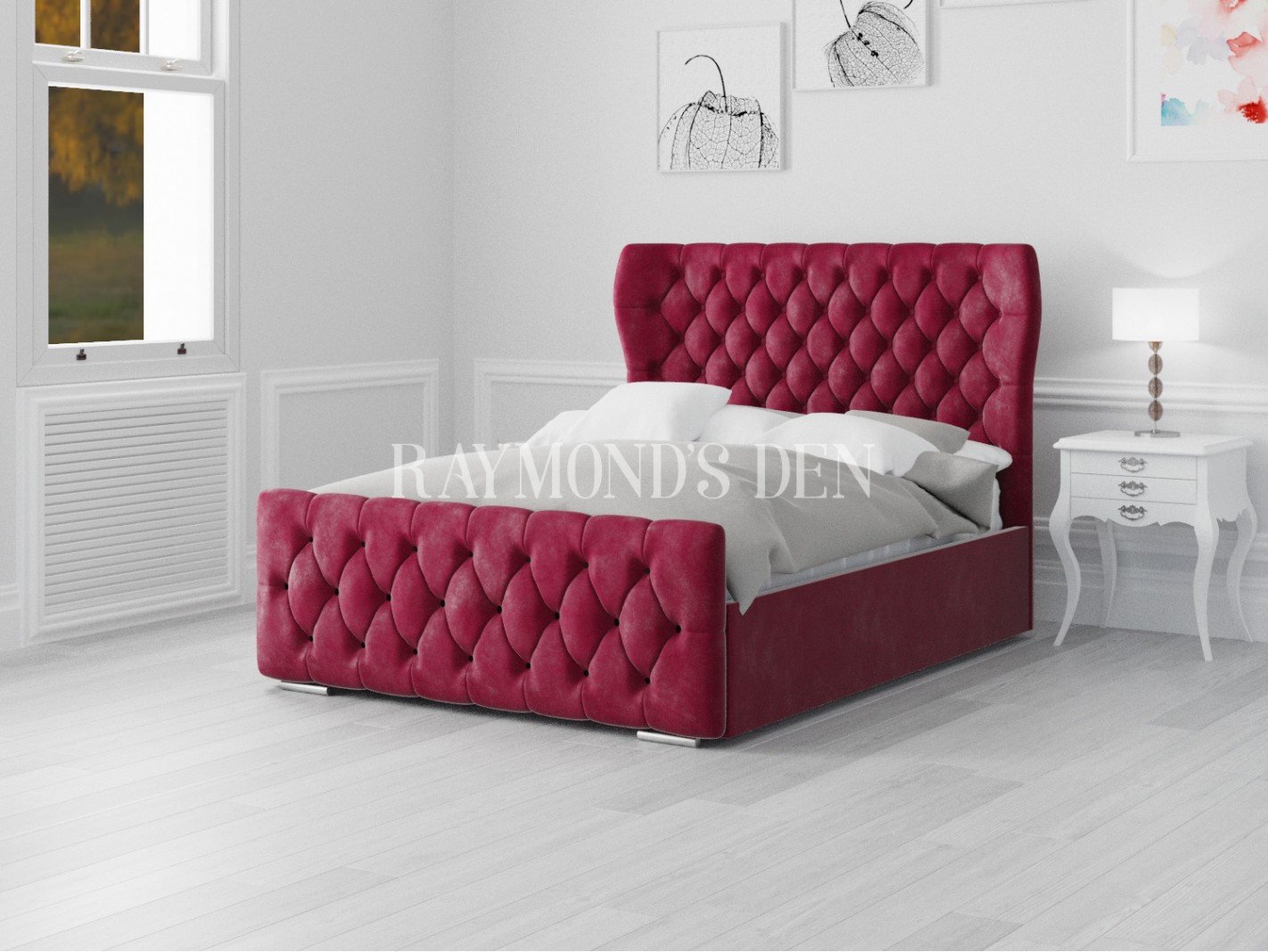 Rome Bed Frame | Curved wing headboard | Bed frame in Ottoman gas lift