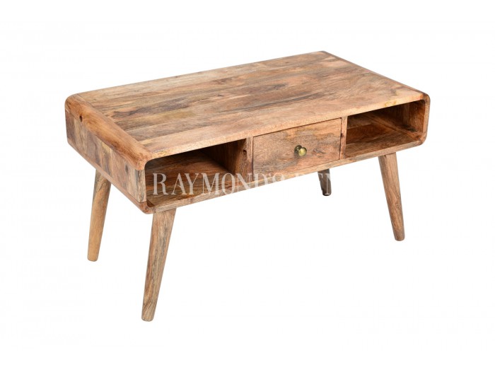 Rustic solid wood coffee table with a drawer